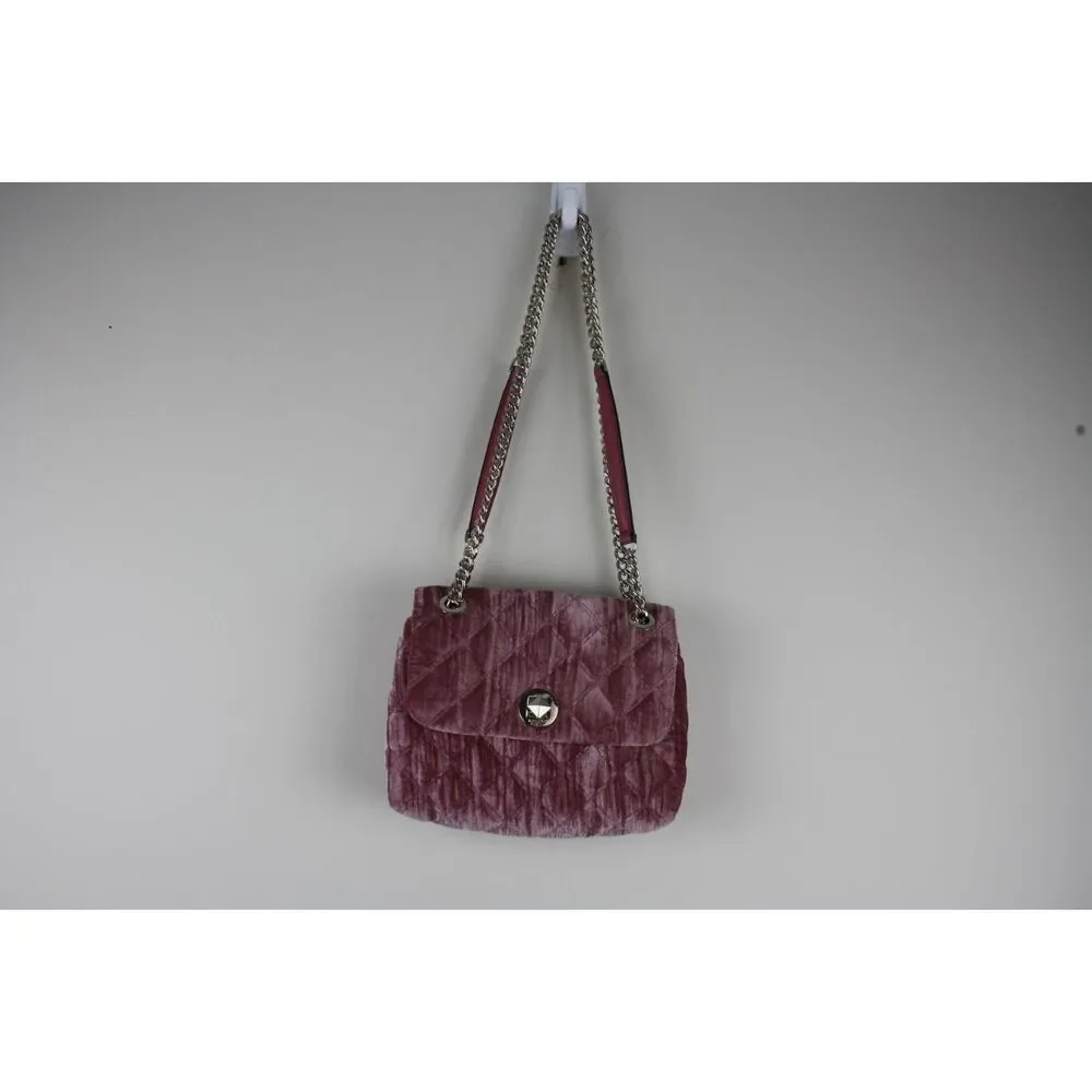 Kate Spade New York Natalia Pink Velvet Quilted Chain Shoulder Bag Coquette